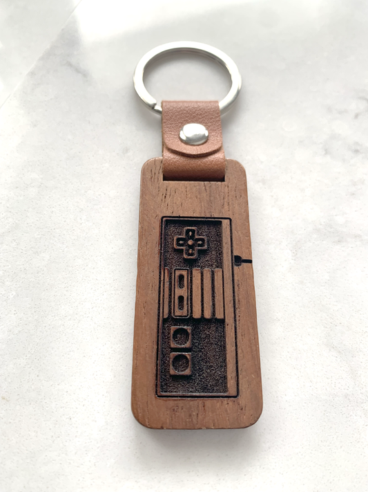 Walnut Video Game Keychain