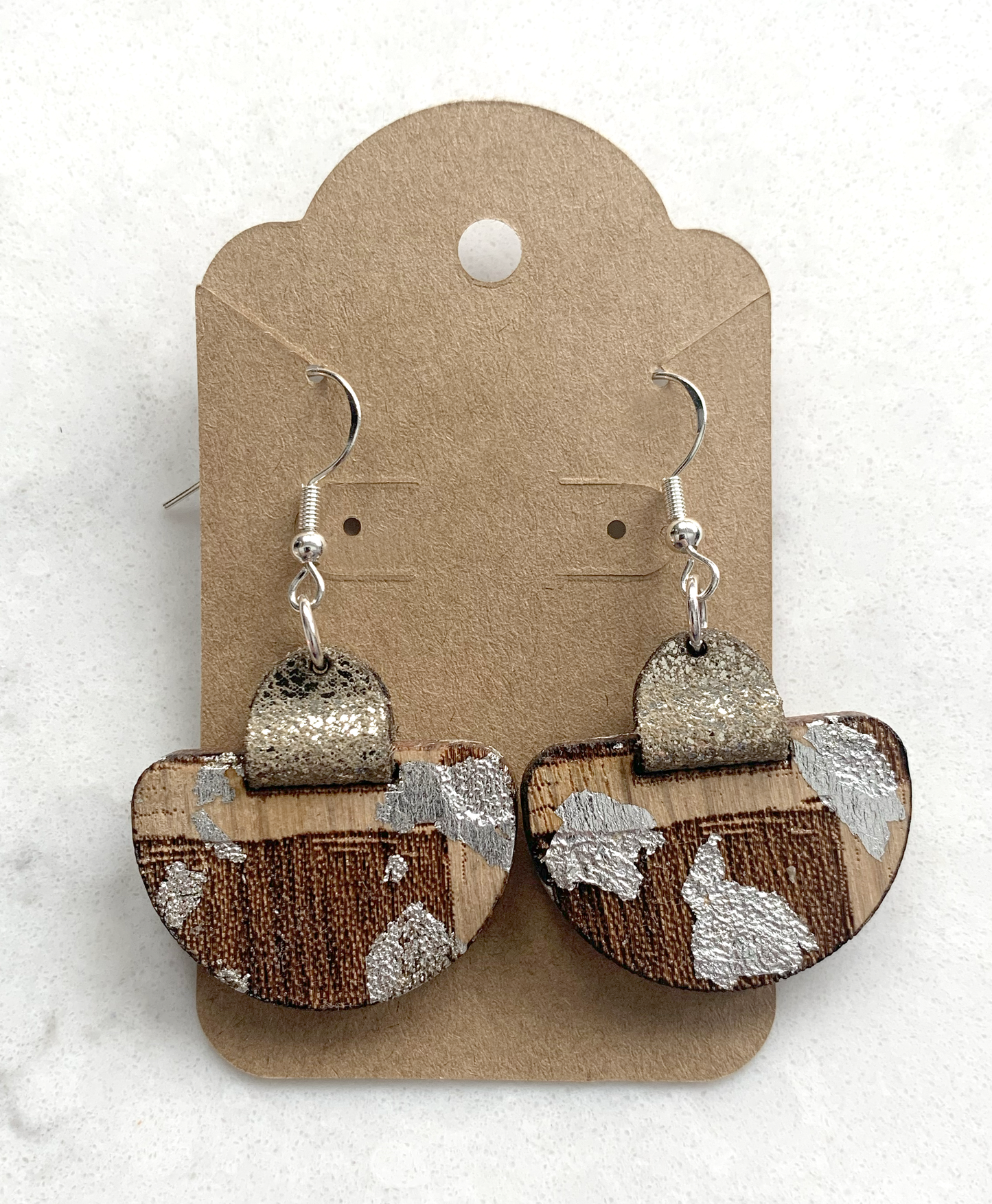 Engraved Maple Wood Sterling Silver Earrings